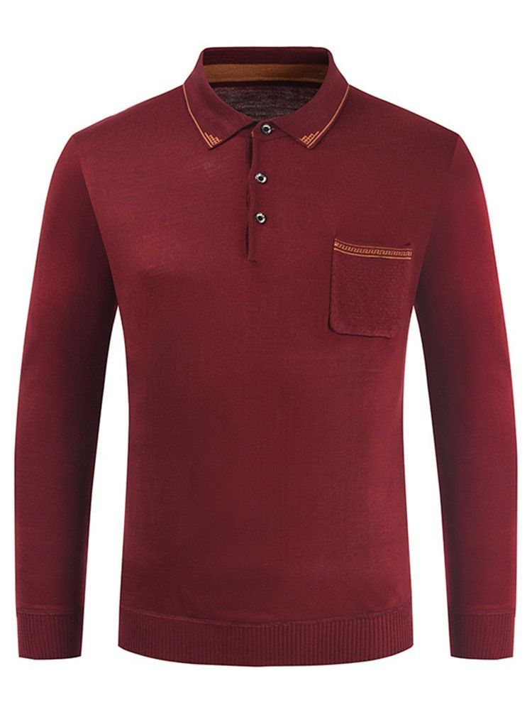 Pocket Polo Neck Ol Langermet Pullover T-Skjorte