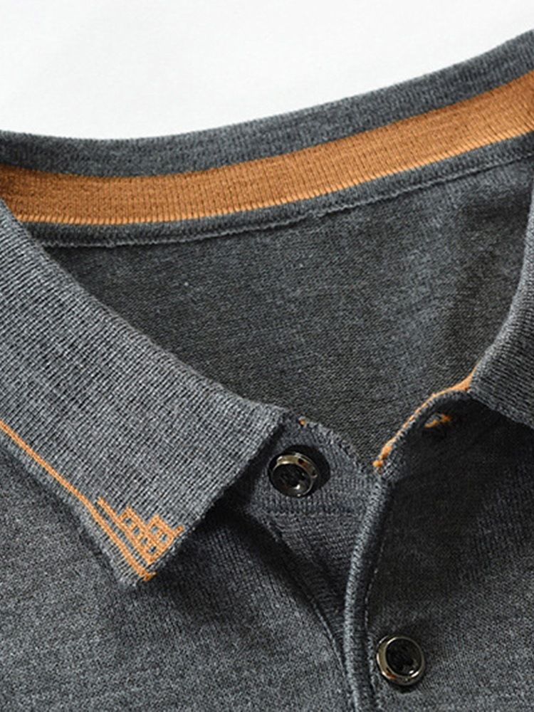 Pocket Polo Neck Ol Langermet Pullover T-Skjorte