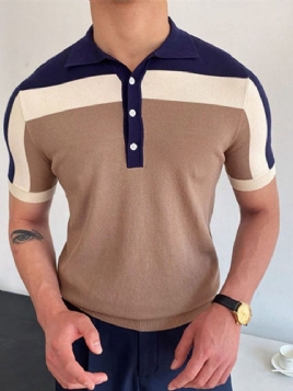 Polo Neck Color Block Casual Polo Skjorte