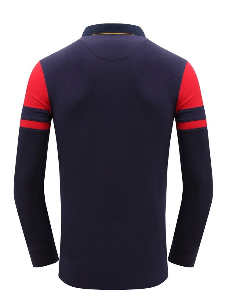 Polo Neck Color Block Patchwork Polo Skjorte