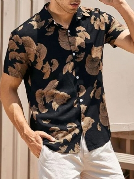 Print European Lapel Summer Straight Shirt