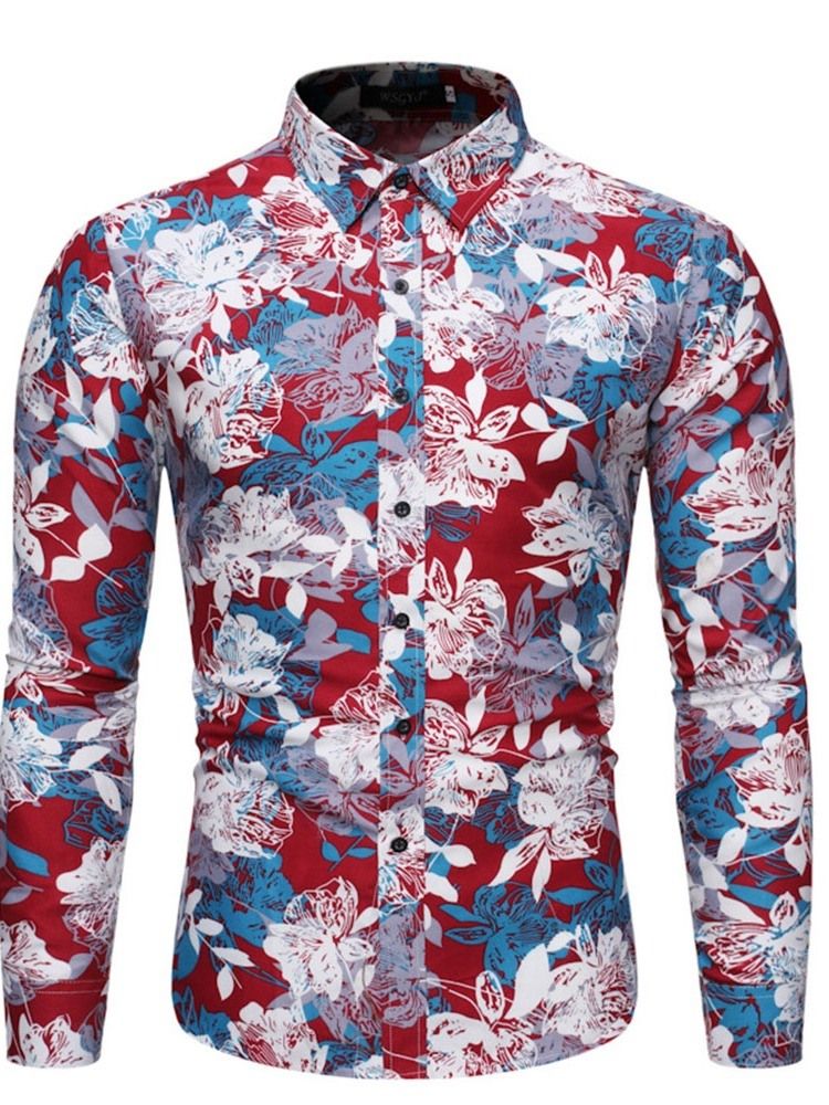 Print Lapel Casual Single-Breasted Spring Herreskjorte