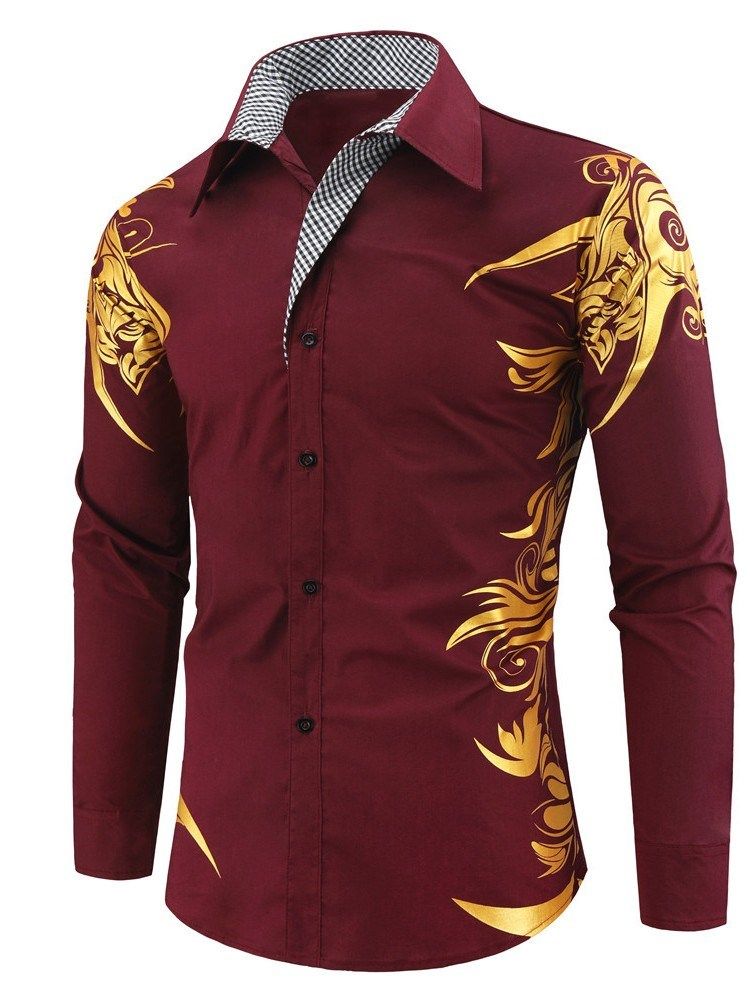 Print Lapel Floral Single-Breasted Spring Shirt