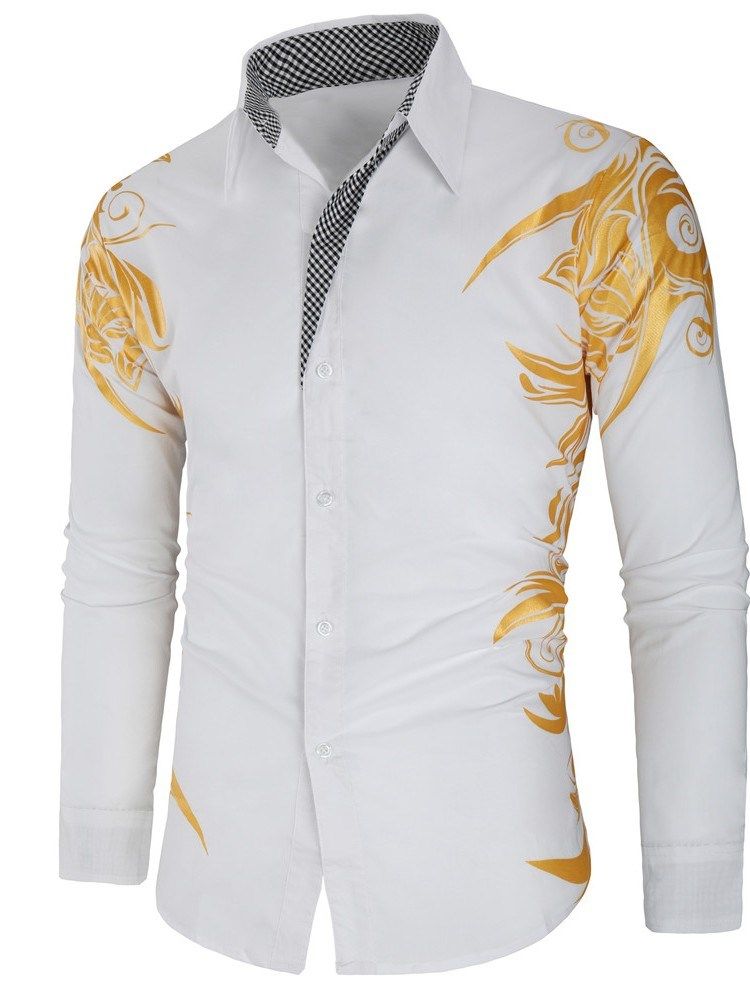 Print Lapel Floral Single-Breasted Spring Shirt