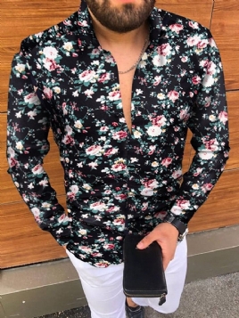 Uformell Floral Lapel Slim Spring Shirt