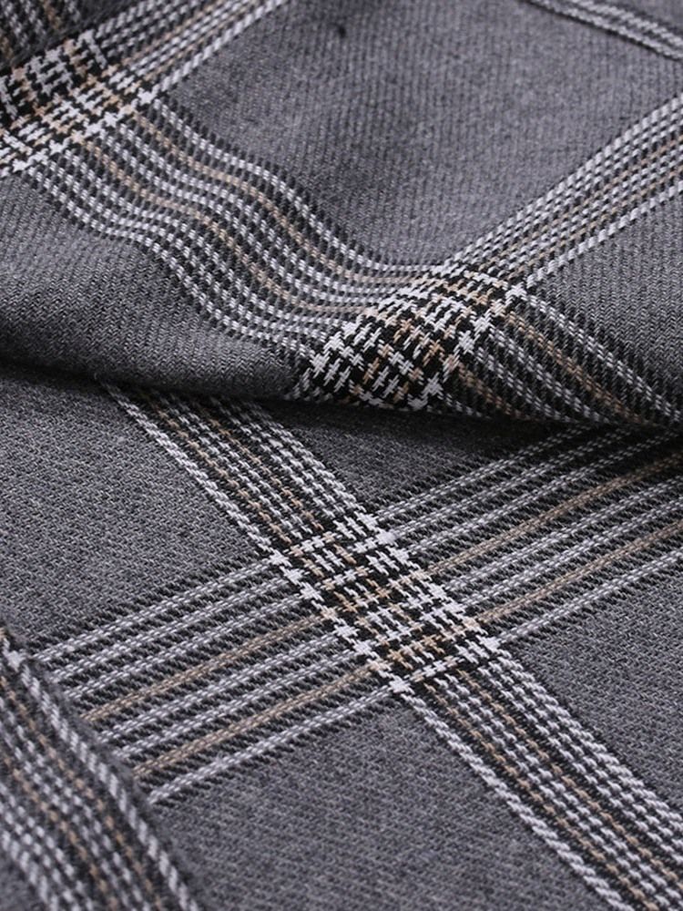 Uformell Pocket Plaid Single-Breasted Spring Herreskjorte