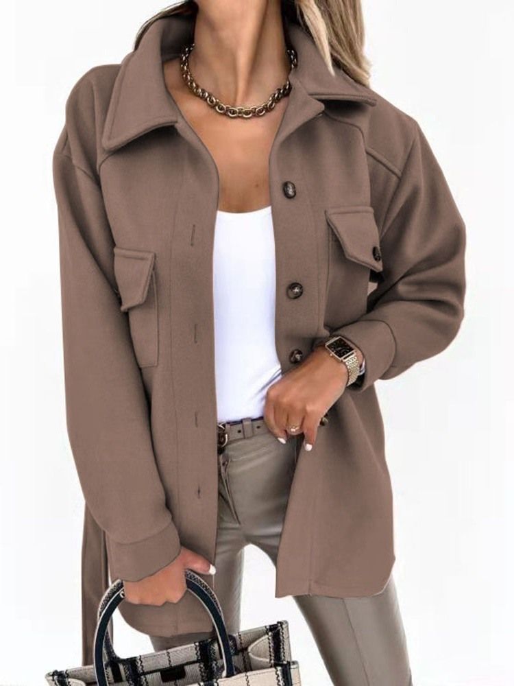 Loose Pocket Single-Breasted Fall Lapel Overcoat