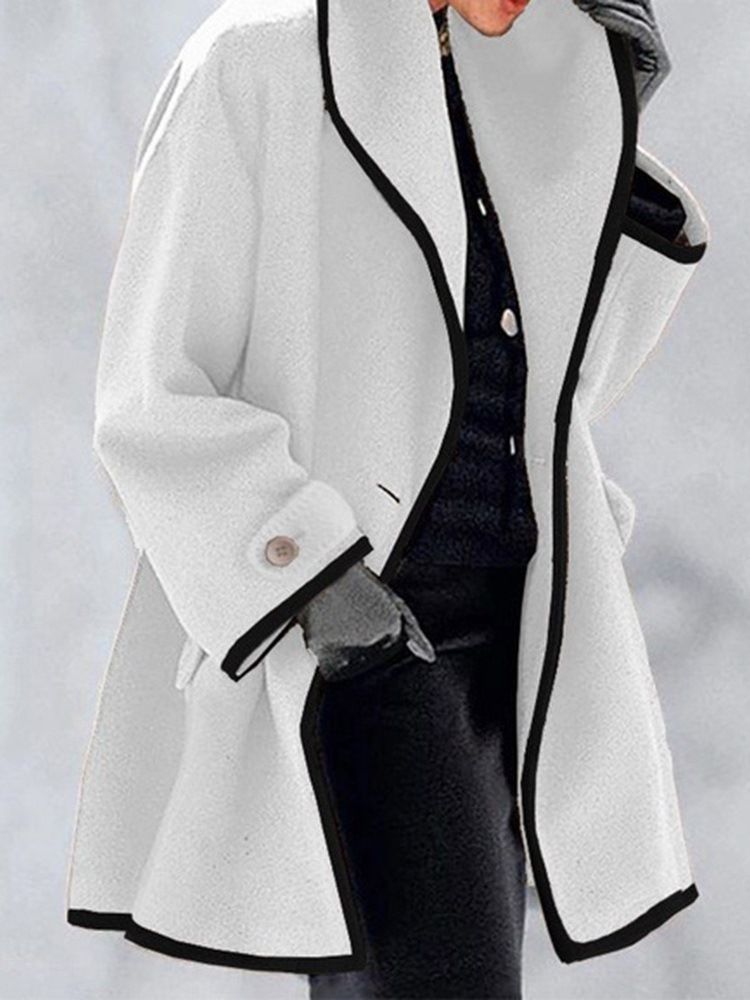 One Button A Line Button Mid-Length Spring Overcoat