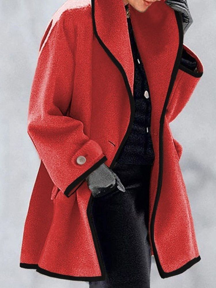 One Button A Line Button Mid-Length Spring Overcoat