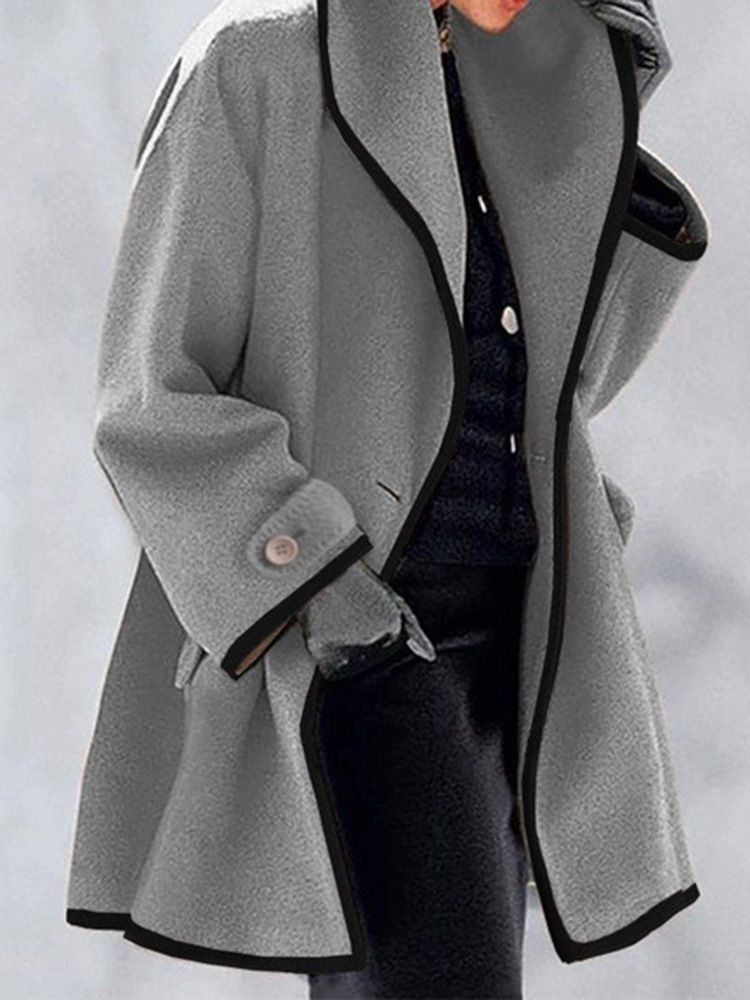 One Button A Line Button Mid-Length Spring Overcoat