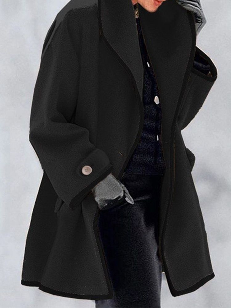 One Button A Line Button Mid-Length Spring Overcoat