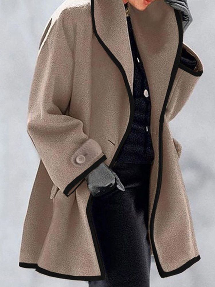 One Button A Line Button Mid-Length Spring Overcoat