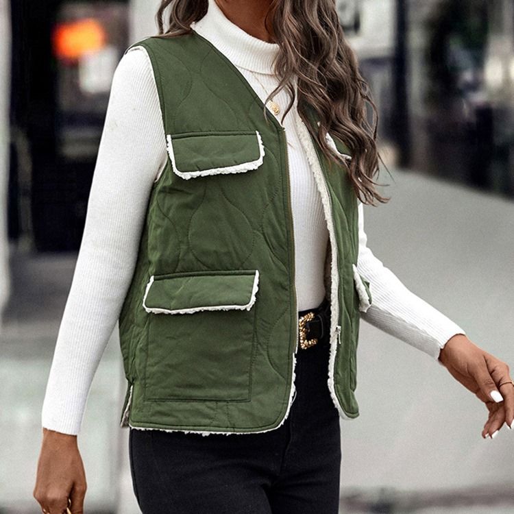 Vanlig Lomme Med V-Hals Fall Standard Vest