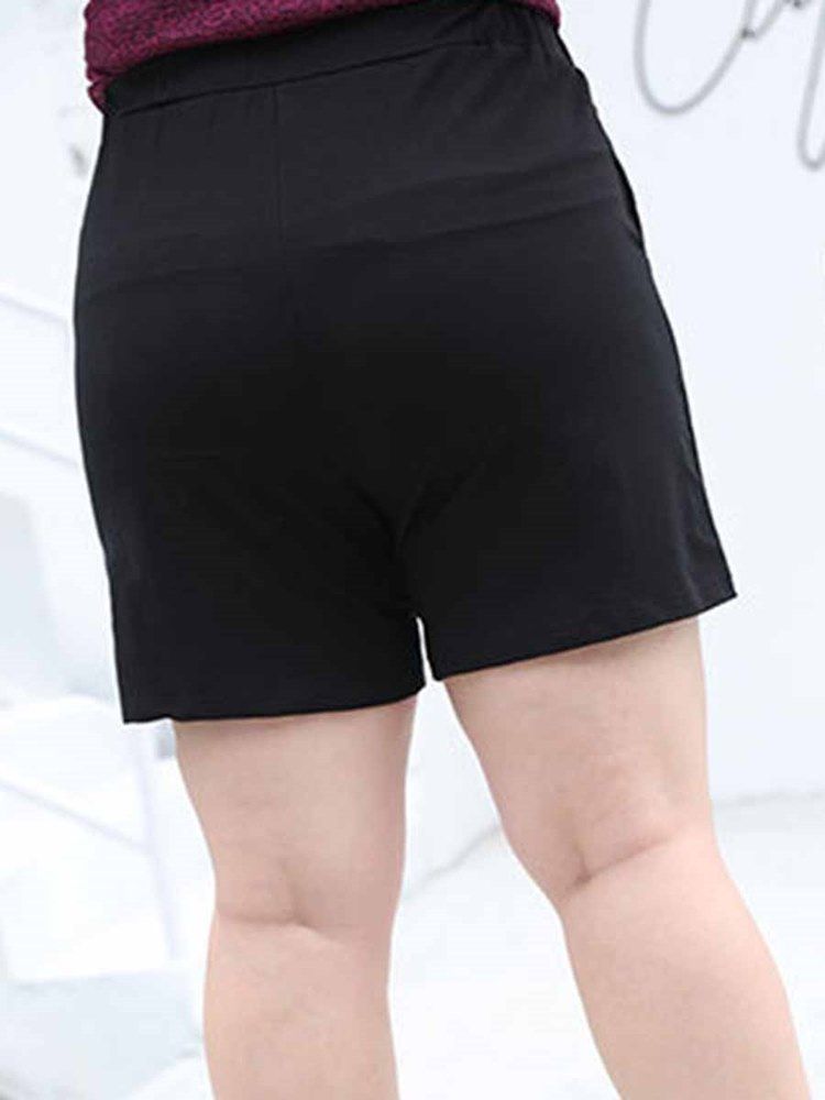 Dame Plus Size Lommer Letter Running Yoga Sports Shorts