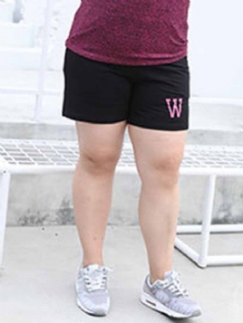 Dame Plus Size Lommer Letter Running Yoga Sports Shorts