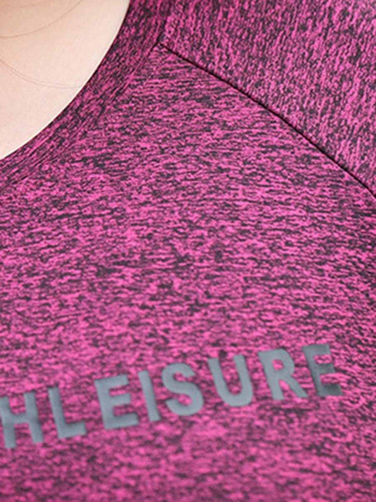 Dame Plus Size Print Letter Kortermede Sportsoverdeler