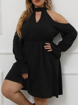 Knelang Stativ Krage Langermet Genser Western Plus Size Kjole