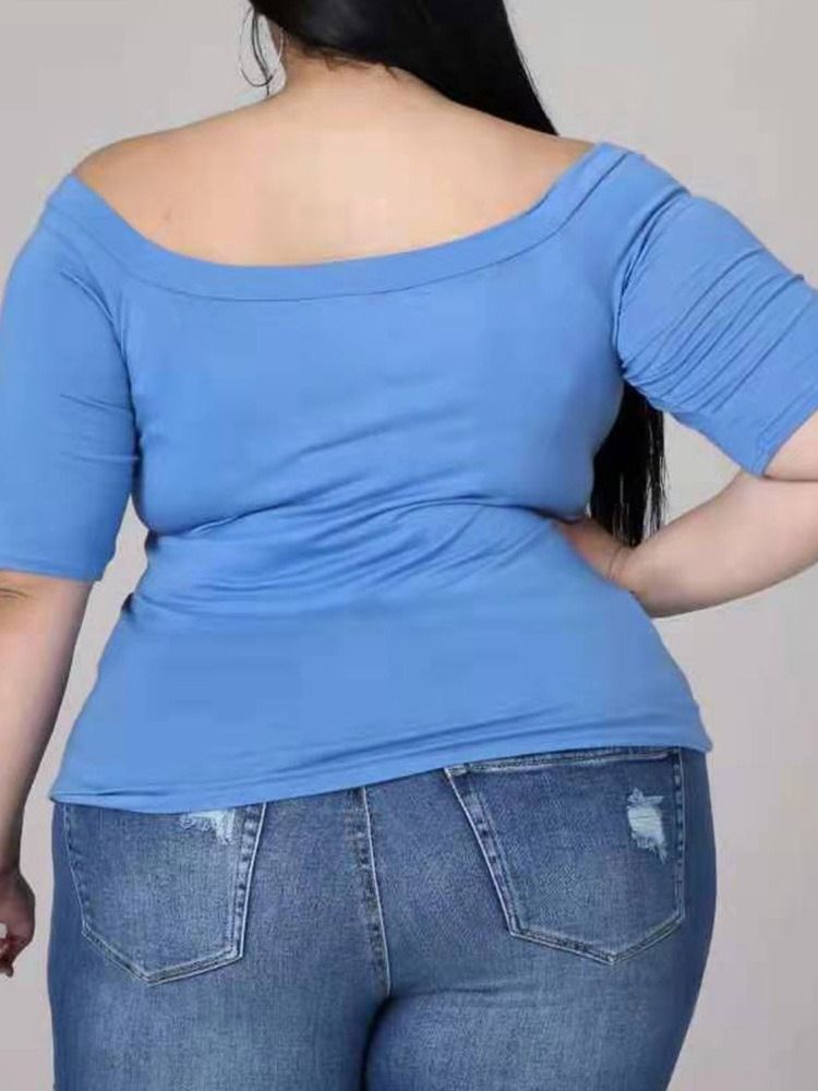 Kortermet Standard Vanlig Kontordame T-Skjorte For Kvinner Plus Size