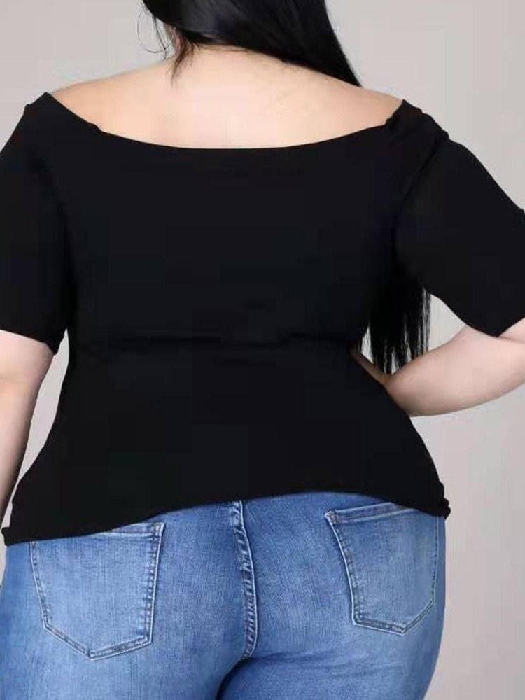 Kortermet Standard Vanlig Kontordame T-Skjorte For Kvinner Plus Size