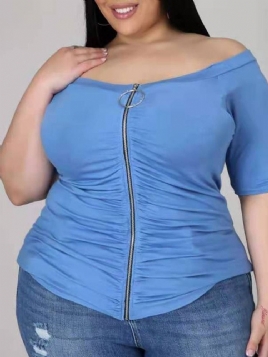 Kortermet Standard Vanlig Kontordame T-Skjorte For Kvinner Plus Size