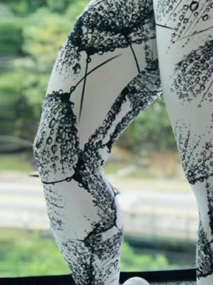 Kvinners Print Color Block Pustende Leggings I Full Lengde Yogabukser Høy Midje Tiktok Leggings