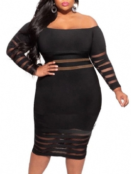 Mid-Calf Off Shoulder Langermet Fall Plus Size Kjole