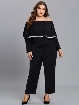 Plus Size Ruffles Slash Neck Jumpsuit For Kvinner