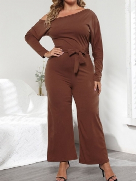 Vanlig Asymmetrisk Dame Full Lengde Slim Rett Jumpsuit Plus Størrelse