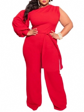 Vanlig Plus Size Asymmetrisk Full Lengde Slank Jumpsuit For Kvinner