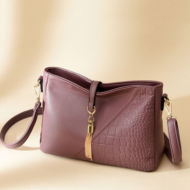 Alligator Embossing Pu Rektangel Crossbody-Vesker For Kvinner