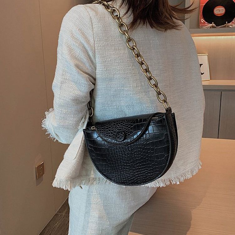 Alligator Pu Thread Sadle Crossbody Bags