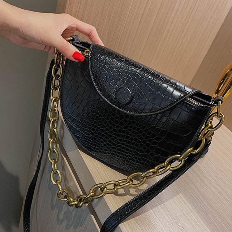 Alligator Pu Thread Sadle Crossbody Bags