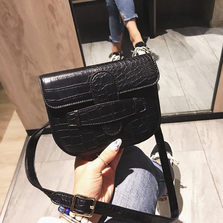 Alligator Thread Pu Sadel Crossbody Bag