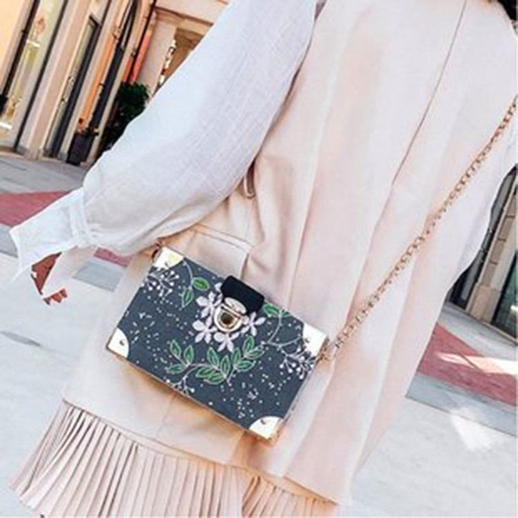 Broderi-Floral Pu-Klaff Crossbody-Vesker