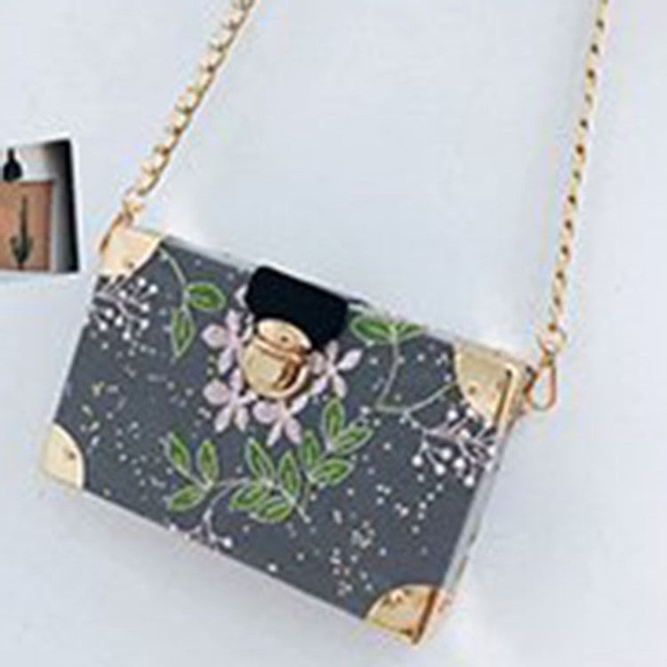 Broderi-Floral Pu-Klaff Crossbody-Vesker