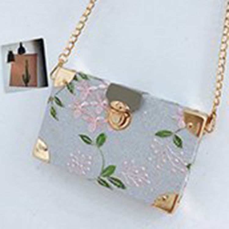 Broderi-Floral Pu-Klaff Crossbody-Vesker