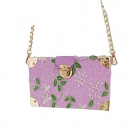 Broderi-Floral Pu-Klaff Crossbody-Vesker