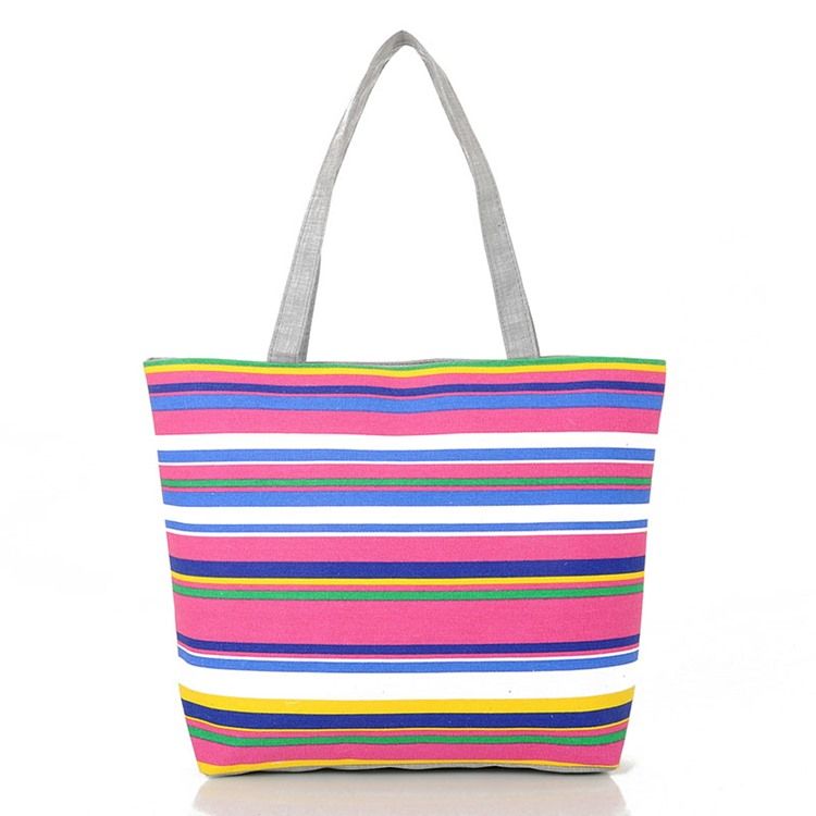 Casual Stripe Canvas-Veske