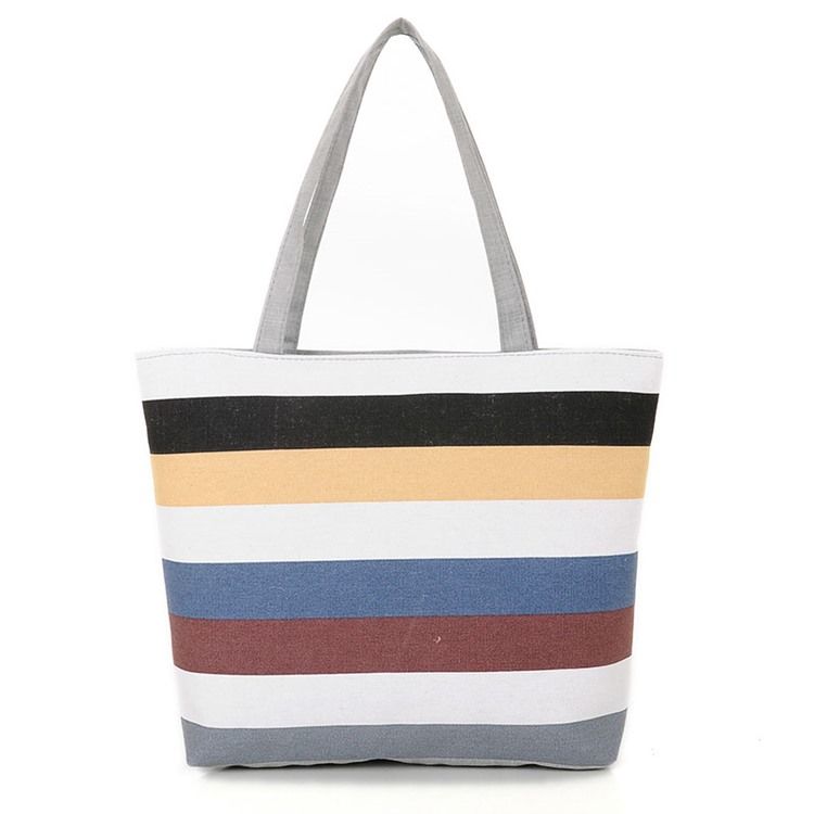 Casual Stripe Canvas-Veske