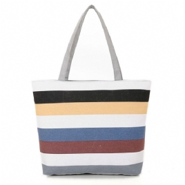 Casual Stripe Canvas-Veske