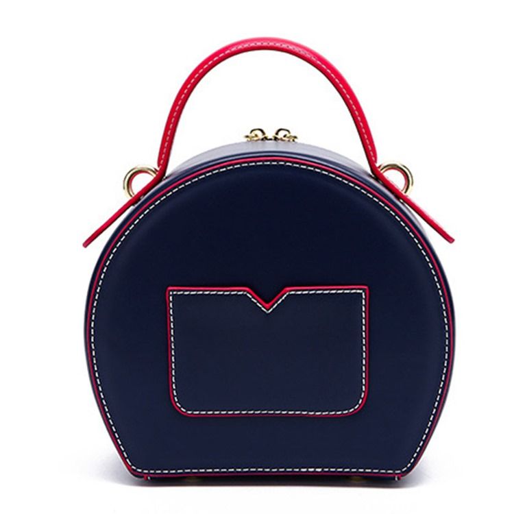 Color Block Pu Circular Crossbody-Vesker