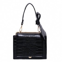 Embossing Alligator Pu Square Crossbody-Vesker