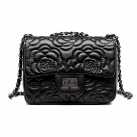 Embossing Floral Pu Rektangel Crossbody-Vesker