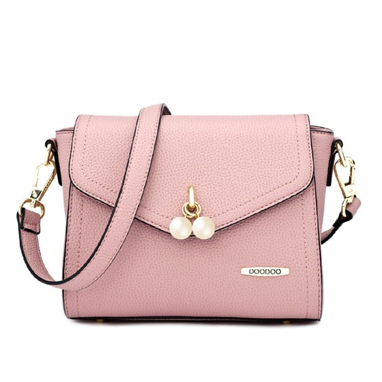 Ensfarget Perledekorasjon Crossbody Bag