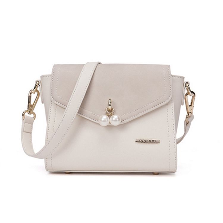 Ensfarget Perledekorasjon Crossbody Bag