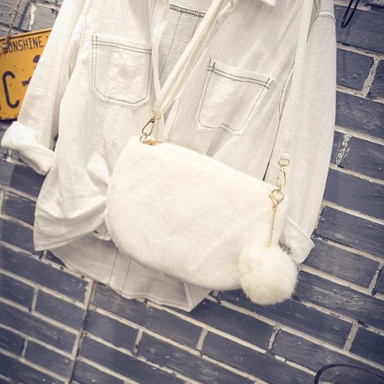 Faux Fur Glidelås Tråd Rektangel Crossbody Bags