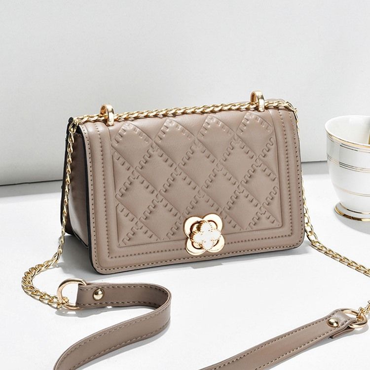 Kjede Rektangel Pu Crossbody-Vesker