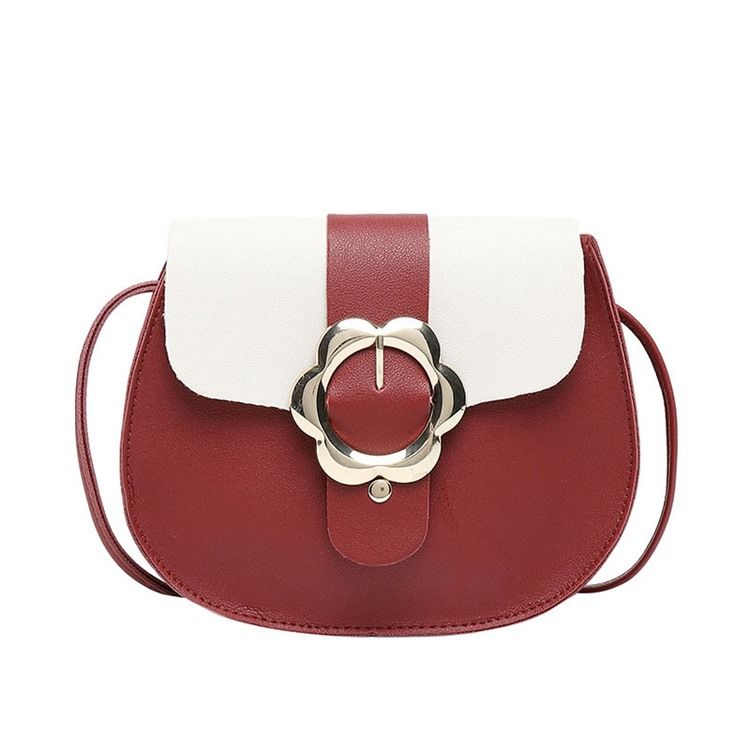 Koreansk Color Block Pu Sadel Crossbody Bags