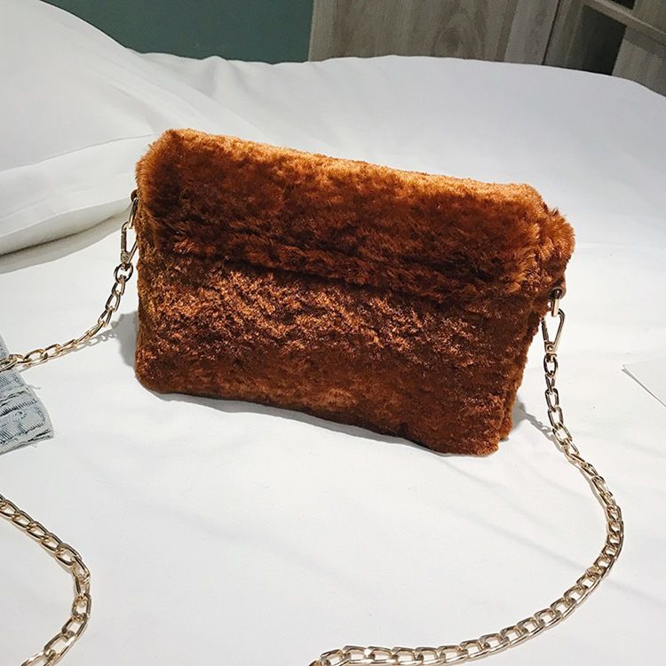 Lås Ensfarget Velour Rektangel-Crossbody-Vesker