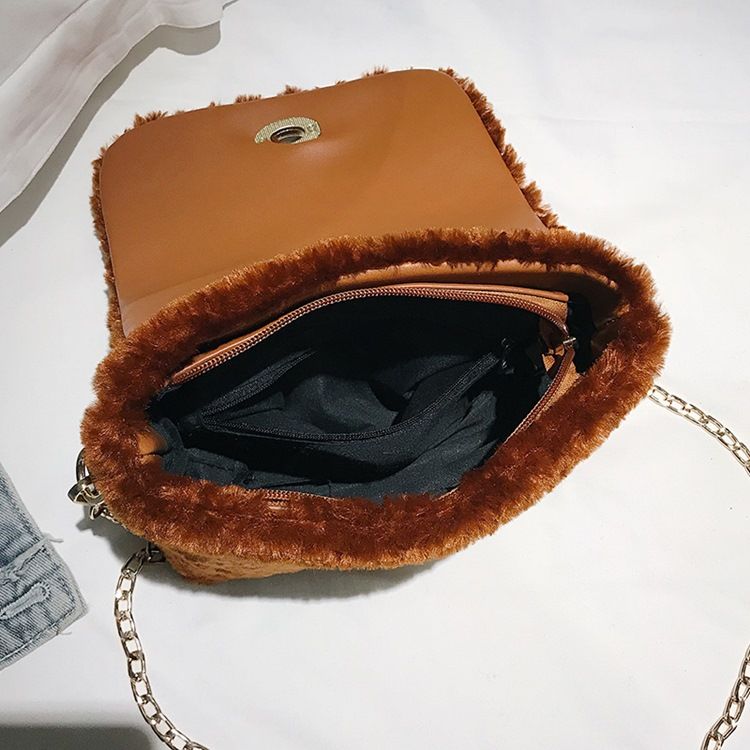 Lås Ensfarget Velour Rektangel-Crossbody-Vesker